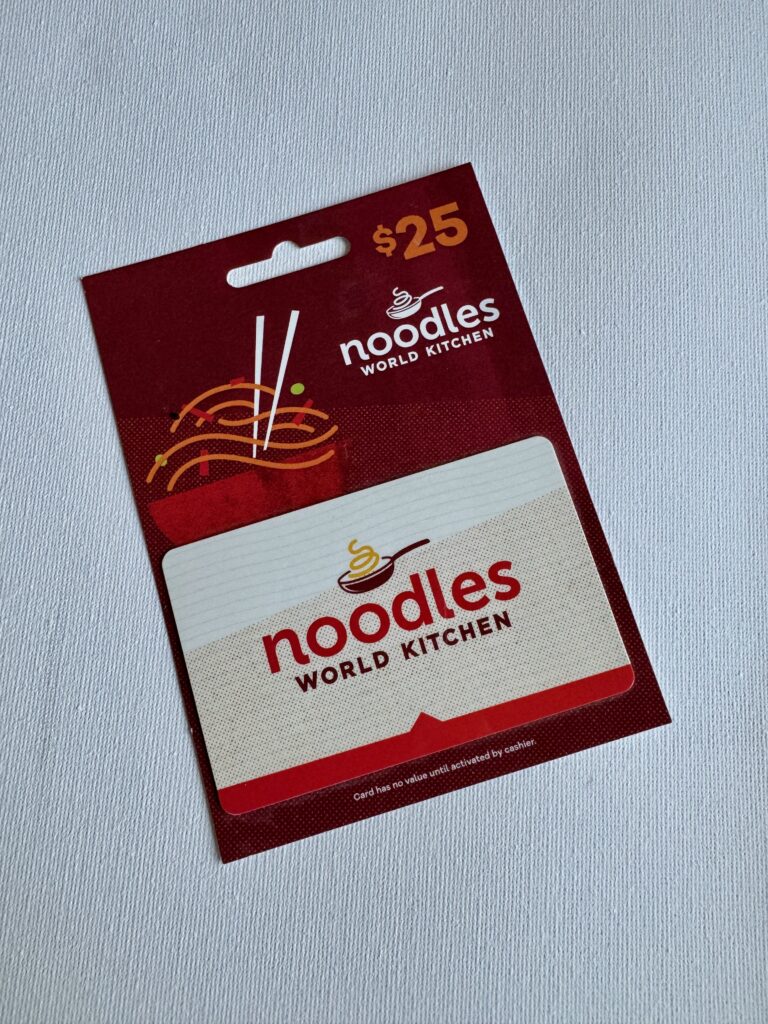 A Noodles gift card for graduation gift