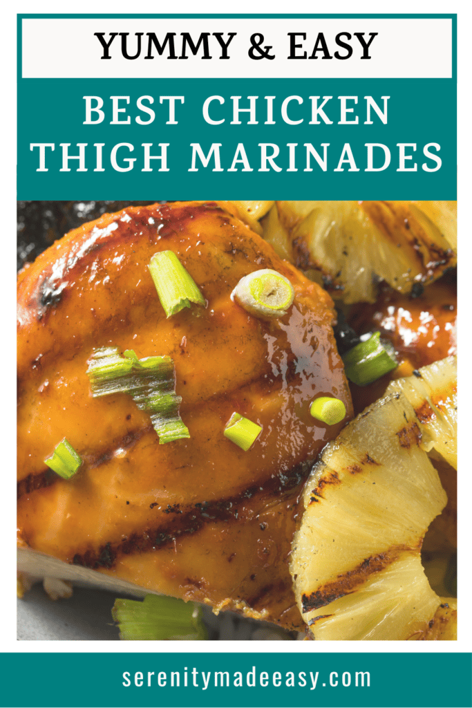 Delicious looking marinated chicken thighs with grilled pineapple.