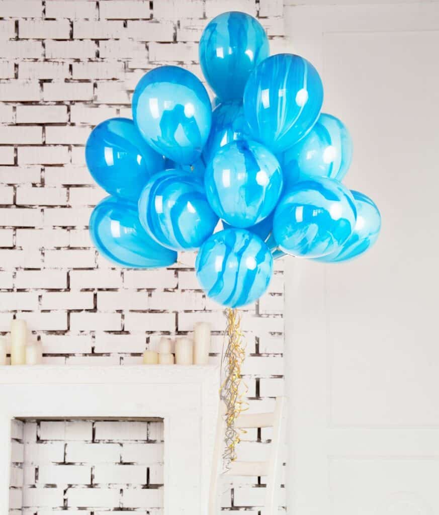 blue balloons home decor for high school graduation party