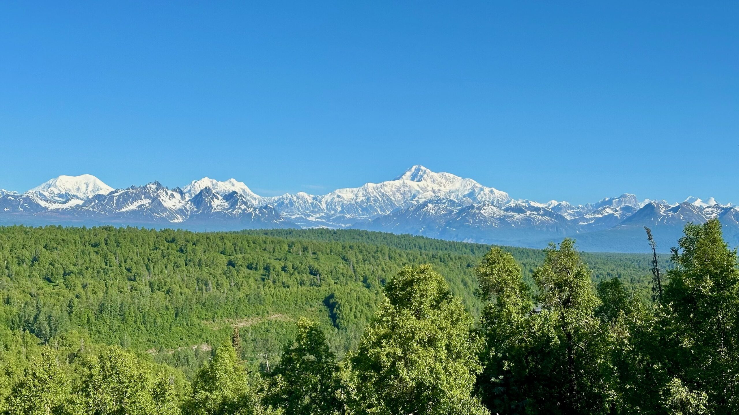 Stunning view of Denali mountain range in Alaska.