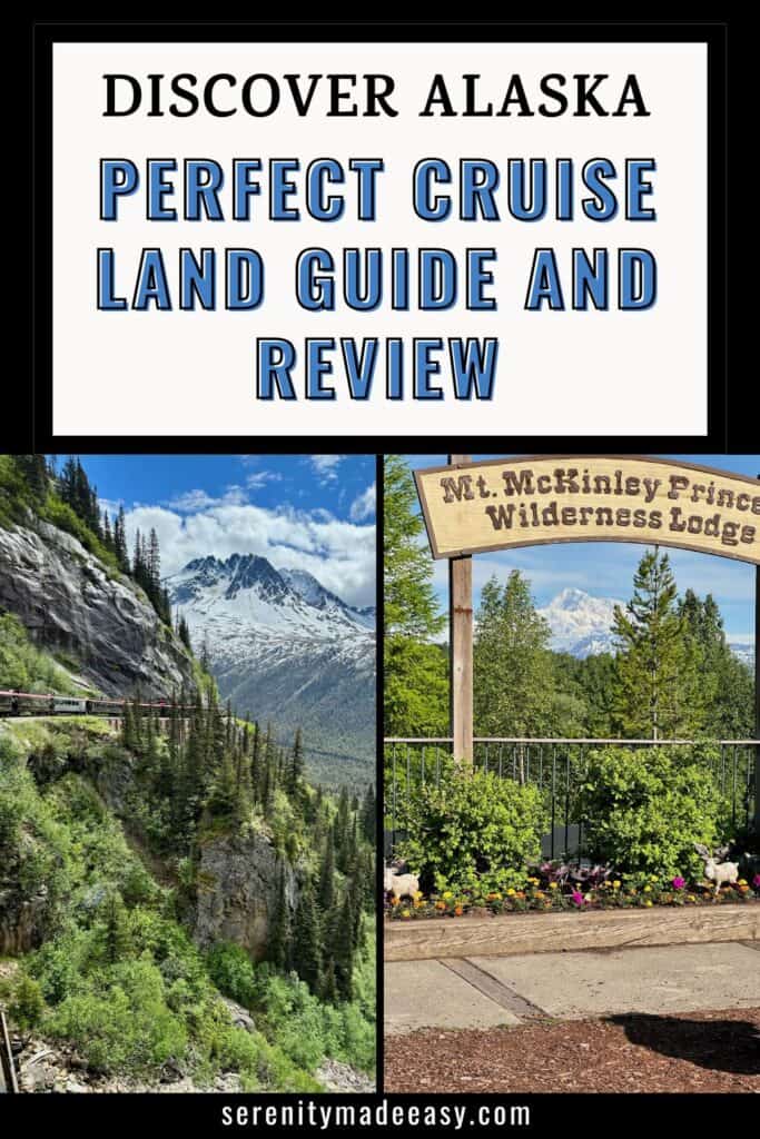 An Alaska travel guide with an image of Mount Denali and a train overlooking a magnificent forest in Alaska.